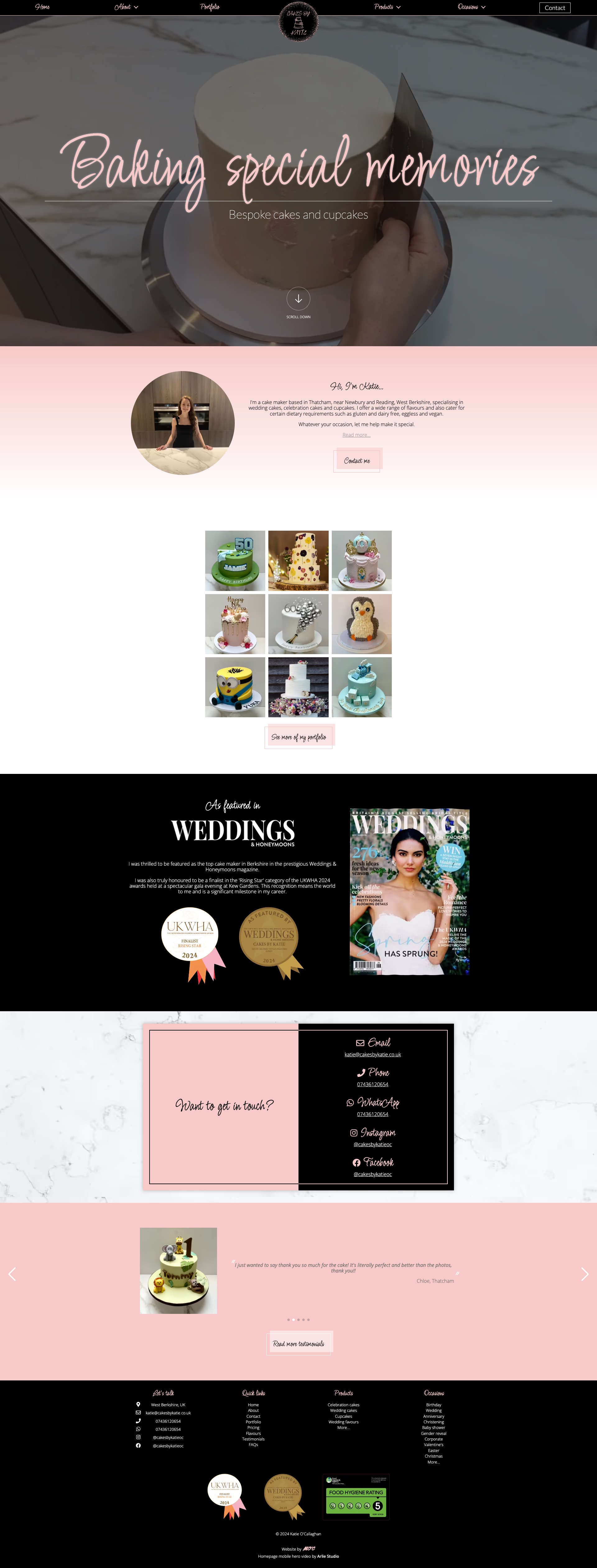 Screenshot of cakesbykatie.co.uk home page