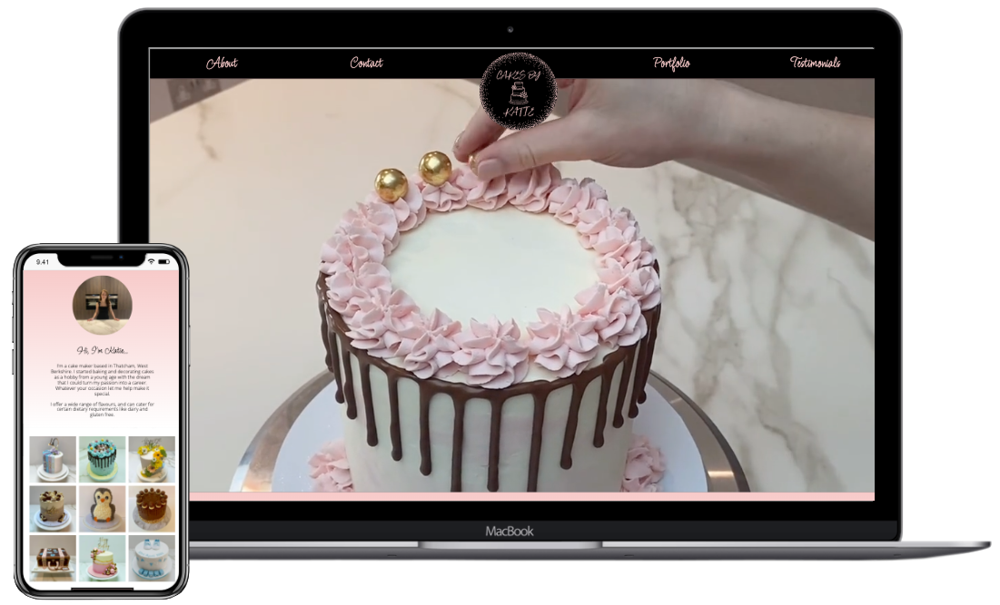 Cakes by Katie on laptop and mobile