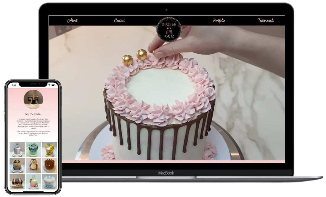 Cakes by Katie on laptop and mobile