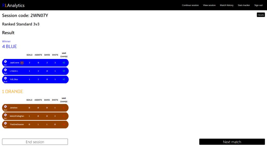Match results are calculated once the game has finished